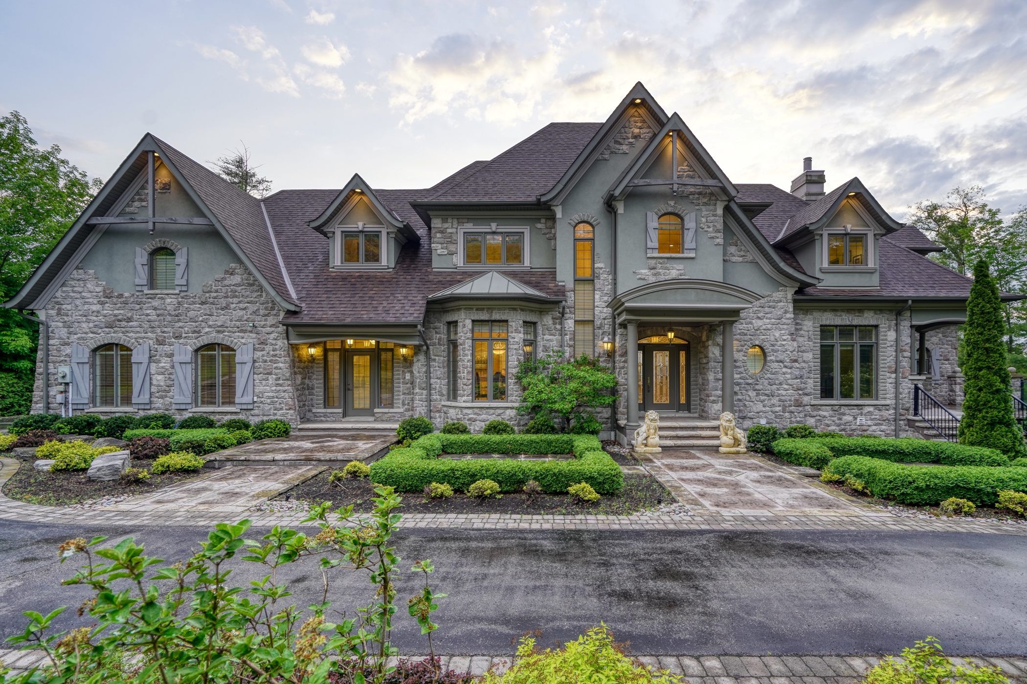 Stone luxury manor with formal gardens